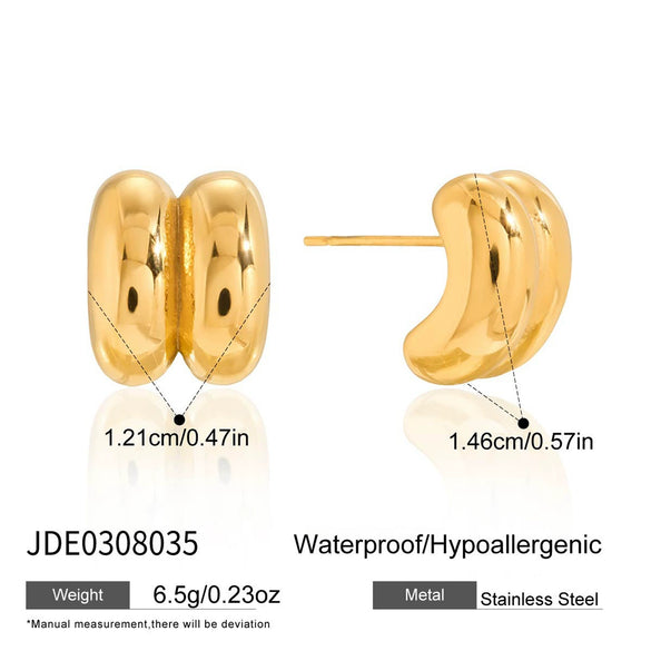 Wholesale Women's Highend Geometric Stainless Steel Electroplated Doublelayer Earrings
