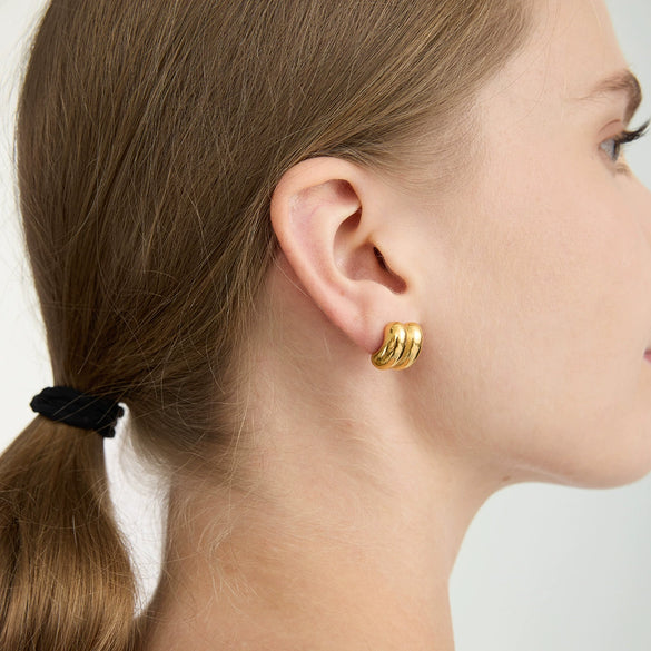 Wholesale Women's Highend Geometric Stainless Steel Electroplated Doublelayer Earrings