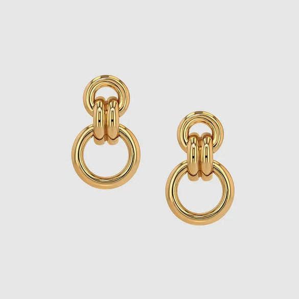 Wholesale Women's Highend Geometric Stainless Steel Electroplated Hollow Circle Earrings