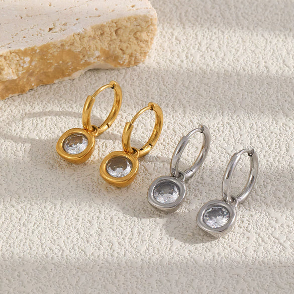 Wholesale Women's Highend Geometric Stainless Steel 18K Gold Plated Earrings