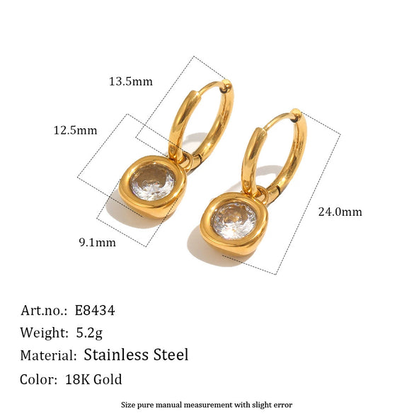 Wholesale Women's Highend Geometric Stainless Steel 18K Gold Plated Earrings