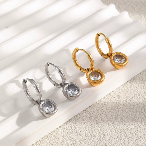 Wholesale Women's Highend Geometric Stainless Steel 18K Gold Plated Earrings