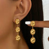 Wholesale Women's Highend Geometric Stainless Steel Oval Tassel Earrings With Vacuum Real Gold Plating