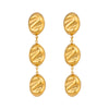 Wholesale Women's Highend Geometric Stainless Steel Oval Tassel Earrings With Vacuum Real Gold Plating