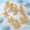 Wholesale Women's Highend Geometric Stamped Stainless Steel Starfish Shell Pearl Jellyfish Earrings