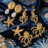 Wholesale Women's Highend Geometric Stamped Stainless Steel Starfish Shell Pearl Jellyfish Earrings