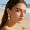 Wholesale Women's Highend Geometric Stamped Stainless Steel Starfish Shell Pearl Jellyfish Earrings
