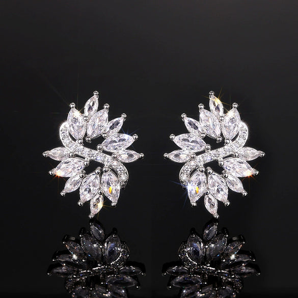 Wholesale Women's Highend Geometric Zircon Earrings Copper Material