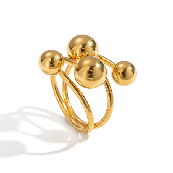Wholesale Women's Highend Handmade Geometric Cross Bead Ring In Stainless Steel With Electroplating