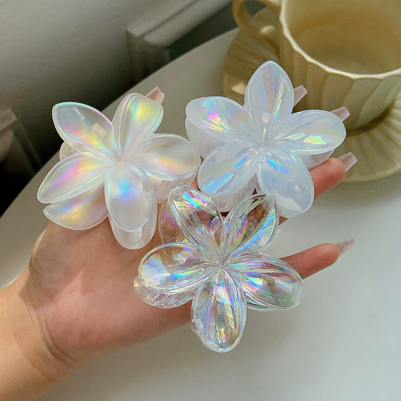 Wholesale Women's Highend Handmade Plastic Resin Frangipani Shark Clip Hair Accessory