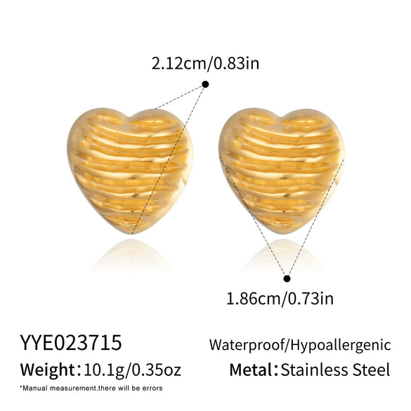 Wholesale Women's Highend Heart Shape Earrings With Pvd Furnace Vacuum Real Gold Plating Stainless Steel Ear Needles