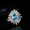 Wholesale Women's Highend Hollow Flower Style S925 Sterling Silver Ring Set With Natural Citrine Topaz And Geometric Pattern