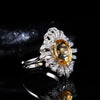 Wholesale Women's Highend Hollow Flower Style S925 Sterling Silver Ring Set With Natural Citrine Topaz And Geometric Pattern