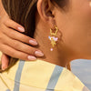 Wholesale Women's Highend Jewelry Set Stainless Steel 18K Gold Electroplated Floral Heart Drop Bell Pendant Necklace Bracelet Earrings