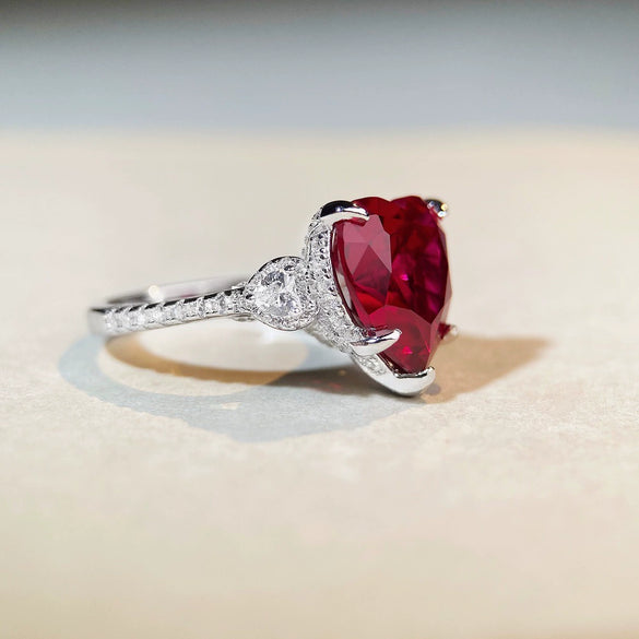 Wholesale Women's Highend Love Ring 925 Sterling Silver Heart Pattern Electroplated Jewelry