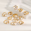 Wholesale Women's Highend Luxury Stainless Steel 18K Goldplated Geometric Teardrop Marquise Ring With Horse Eye Pattern