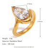 Wholesale Women's Highend Luxury Stainless Steel 18K Goldplated Geometric Teardrop Marquise Ring With Horse Eye Pattern