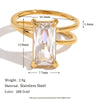 Wholesale Women's Highend Luxury Stainless Steel 18K Goldplated Geometric Teardrop Marquise Ring With Horse Eye Pattern