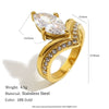 Wholesale Women's Highend Luxury Stainless Steel 18K Goldplated Geometric Teardrop Marquise Ring With Horse Eye Pattern