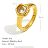 Wholesale Women's Highend Luxury Stainless Steel 18K Goldplated Geometric Teardrop Marquise Ring With Horse Eye Pattern
