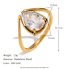 Wholesale Women's Highend Luxury Stainless Steel 18K Goldplated Geometric Teardrop Marquise Ring With Horse Eye Pattern