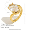 Wholesale Women's Highend Luxury Stainless Steel 18K Goldplated Geometric Teardrop Marquise Ring With Horse Eye Pattern