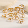 Wholesale Women's Highend Luxury Stainless Steel 18K Goldplated Geometric Teardrop Marquise Ring With Horse Eye Pattern