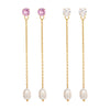 Wholesale Women's Highend Minimalist Geometric Stainless Steel Vacuum Real Gold Plated Freshwater Pearl Pendant Zircon Earrings