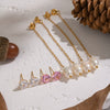 Wholesale Women's Highend Minimalist Geometric Stainless Steel Vacuum Real Gold Plated Freshwater Pearl Pendant Zircon Earrings