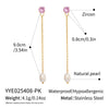 Wholesale Women's Highend Minimalist Geometric Stainless Steel Vacuum Real Gold Plated Freshwater Pearl Pendant Zircon Earrings