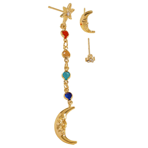 Wholesale Women's Highend Minimalist Geometric Star And Moon Alloy Electroplated Earring Set