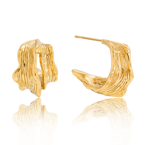 Wholesale Women's Highend Minimalist Geometric Wave Stainless Steel Electroplated Earrings