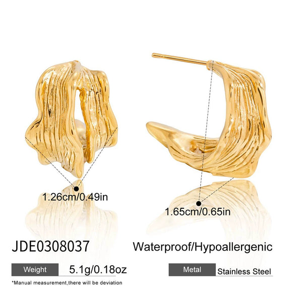 Wholesale Women's Highend Minimalist Geometric Wave Stainless Steel Electroplated Earrings