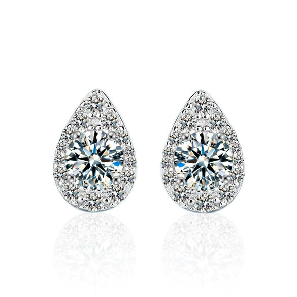 Wholesale Women's Highend Moissanite Drop Shape 925 Sterling Silver Earrings