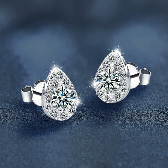Wholesale Women's Highend Moissanite Drop Shape 925 Sterling Silver Earrings