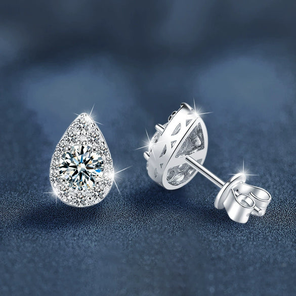 Wholesale Women's Highend Moissanite Drop Shape 925 Sterling Silver Earrings
