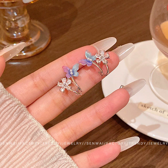 Wholesale Women's Highend Niche Design Copper Flower Butterfly Earrings With Electroplating