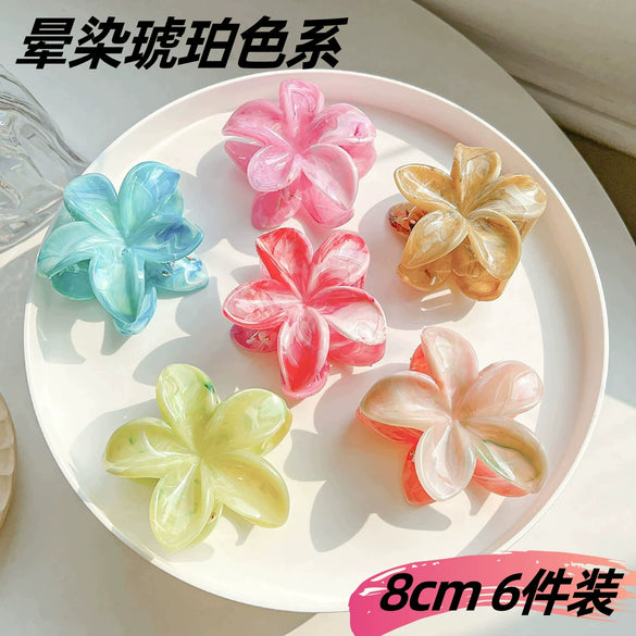 Wholesale Women's Highend Plastic And Resin Hair Gripper With Flower Design And Baking Paint Process