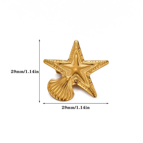 Wholesale Women's Highend Retro Elegant Bow Tie Starfish Stainless Steel Brooch Inlaid With Gold Accessories