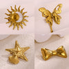 Wholesale Women's Highend Retro Elegant Bow Tie Starfish Stainless Steel Brooch Inlaid With Gold Accessories