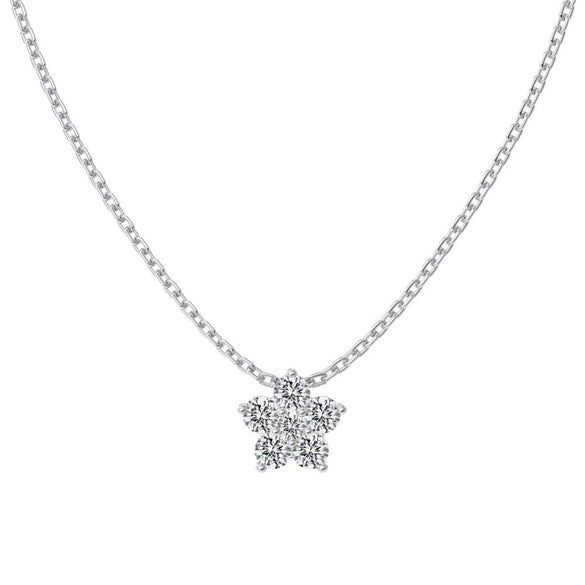 Wholesale Women's Highend S925 Sterling Silver Clavicle Chain With Flower And Oval Shaped Pendant And Electroplating