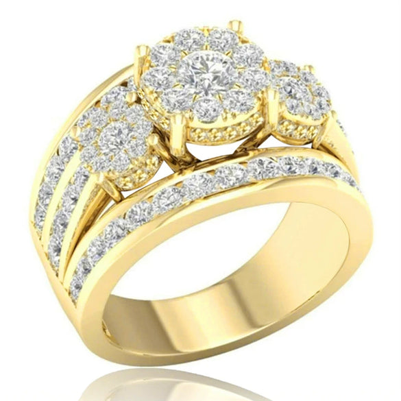Wholesale Women's Highend Shining Geometric Copper Ring With Zirconia
