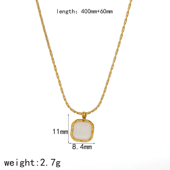 Wholesale Women's Highend Stainless Steel And Titanium Steel Necklace With Geometric Pendant And Bamboo Chain Electroplated