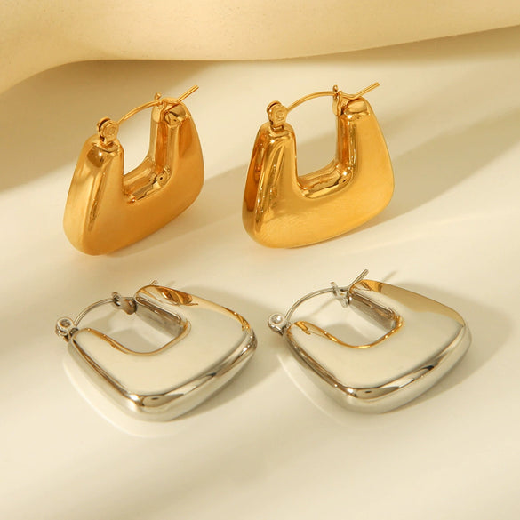 Wholesale Women's Highend Stainless Steel Hollow Geometric Electroplated Earrings