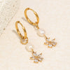 Wholesale Women's Highend Stainless Steel 18K Gold Plated Flower Pattern Earrings