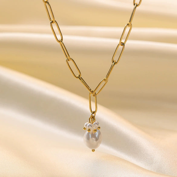 Wholesale Women's Highend Stylish Light Luxury Geometric Titanium Steel 18K Gold Plated Multilayer Ochain Necklace
