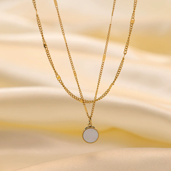 Wholesale Women's Highend Stylish Light Luxury Geometric Titanium Steel 18K Gold Plated Multilayer Ochain Necklace