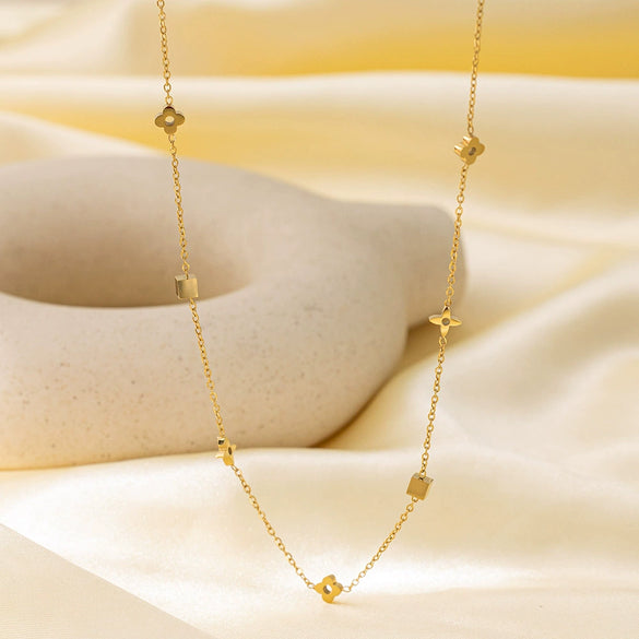 Wholesale Women's Highend Stylish Light Luxury Geometric Titanium Steel 18K Gold Plated Multilayer Ochain Necklace