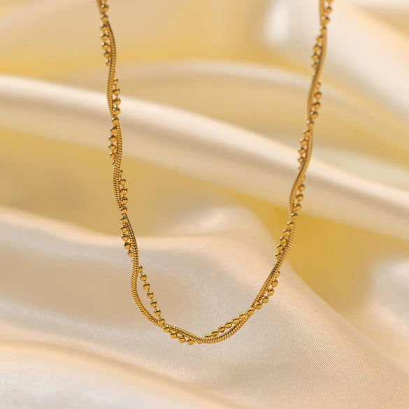 Wholesale Women's Highend Stylish Light Luxury Geometric Titanium Steel 18K Gold Plated Multilayer Ochain Necklace