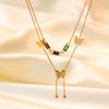Wholesale Women's Highend Stylish Light Luxury Geometric Titanium Steel 18K Gold Plated Multilayer Ochain Necklace